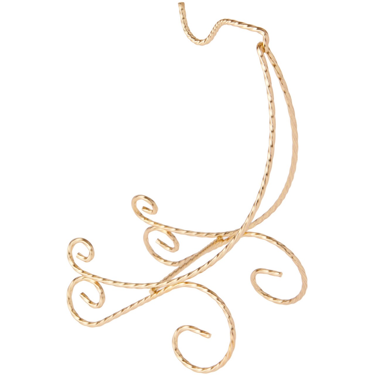 Bard's Scroll Twisted Gold-toned Cup and Saucer Stand, 7" H x 2.5" W x 4.25" D